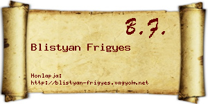 Blistyan Frigyes névjegykártya